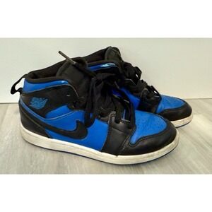 Nike Air Jordan 1 Mid Blue Black Kids High Top Sneakers DC8424 042 sz 2
